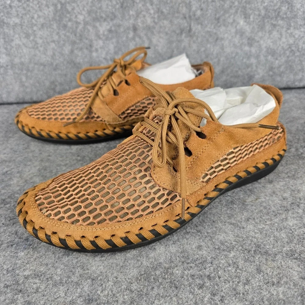 Louechy Zayton Men 12 EU 46 Brown Mesh Water Shoes Hiking Loafers Camp Moccasins